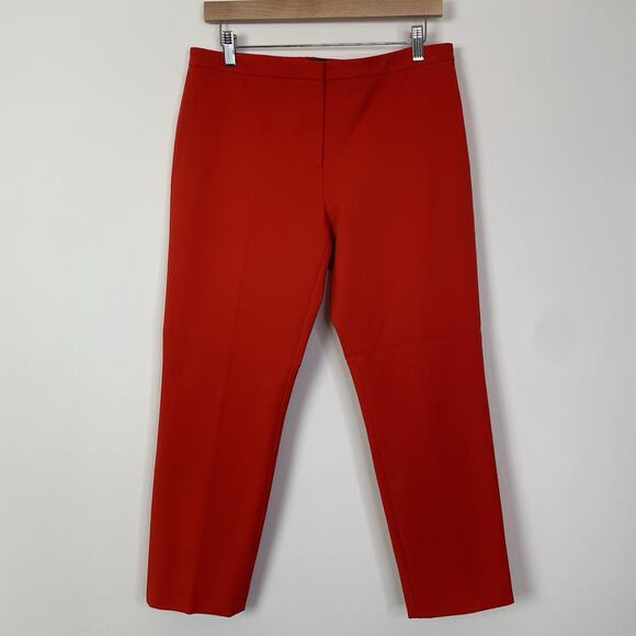 Theory Classic Skinny Pants Fire Opal Red Orange Stretch 8 Work Casual Career - Picture 2 of 10